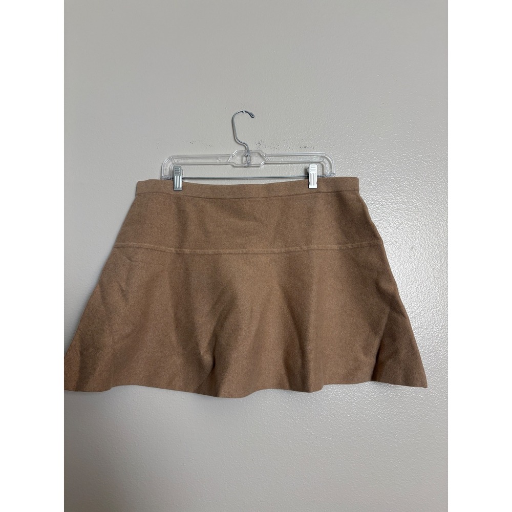 Lands End Womens Camel Tan Knit A-Line Mini Skirt Size Large Petite LP 14-16